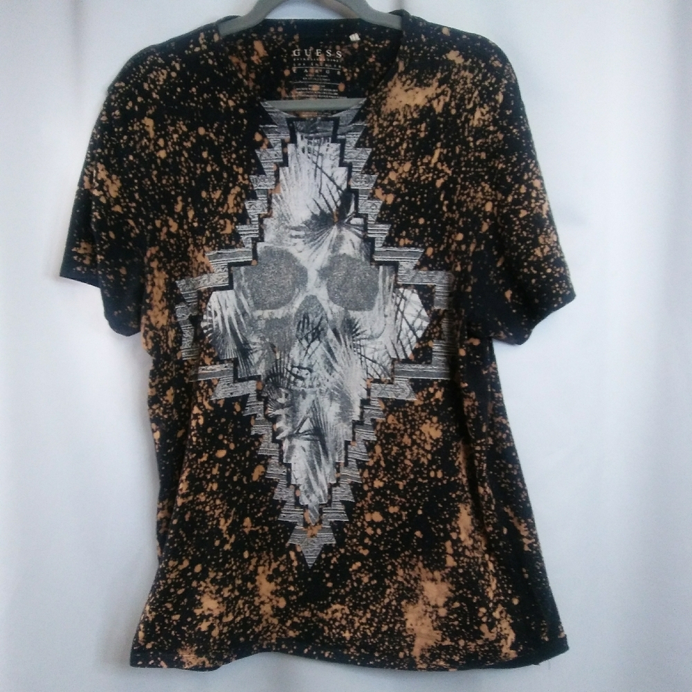 Guess LA Black T-shirt Bleach Dye &Graphic, L